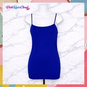 MM Blue Form Fitting Long Tank Top Tunic Mini Dress Women’s One Size